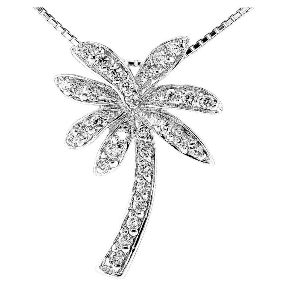 Rhinestone Palm Tree Pendant Necklace